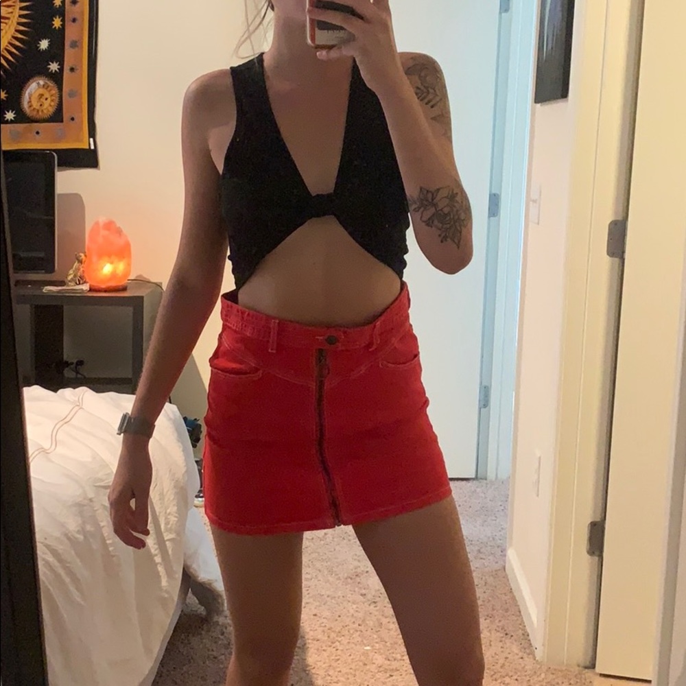 Red zip skirt